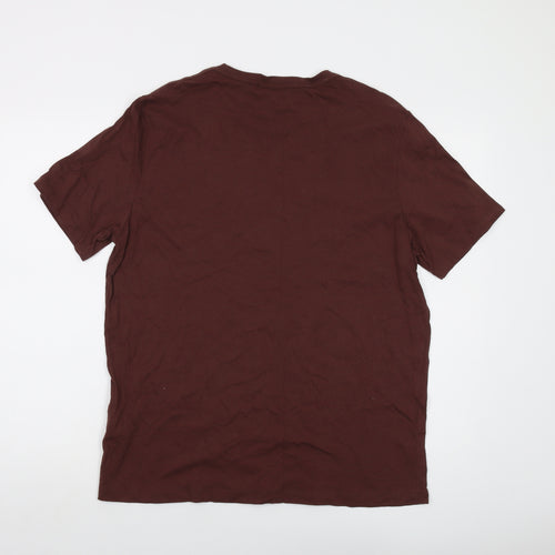 AllSaints Mens Brown Cotton T-Shirt Size 2XL Crew Neck