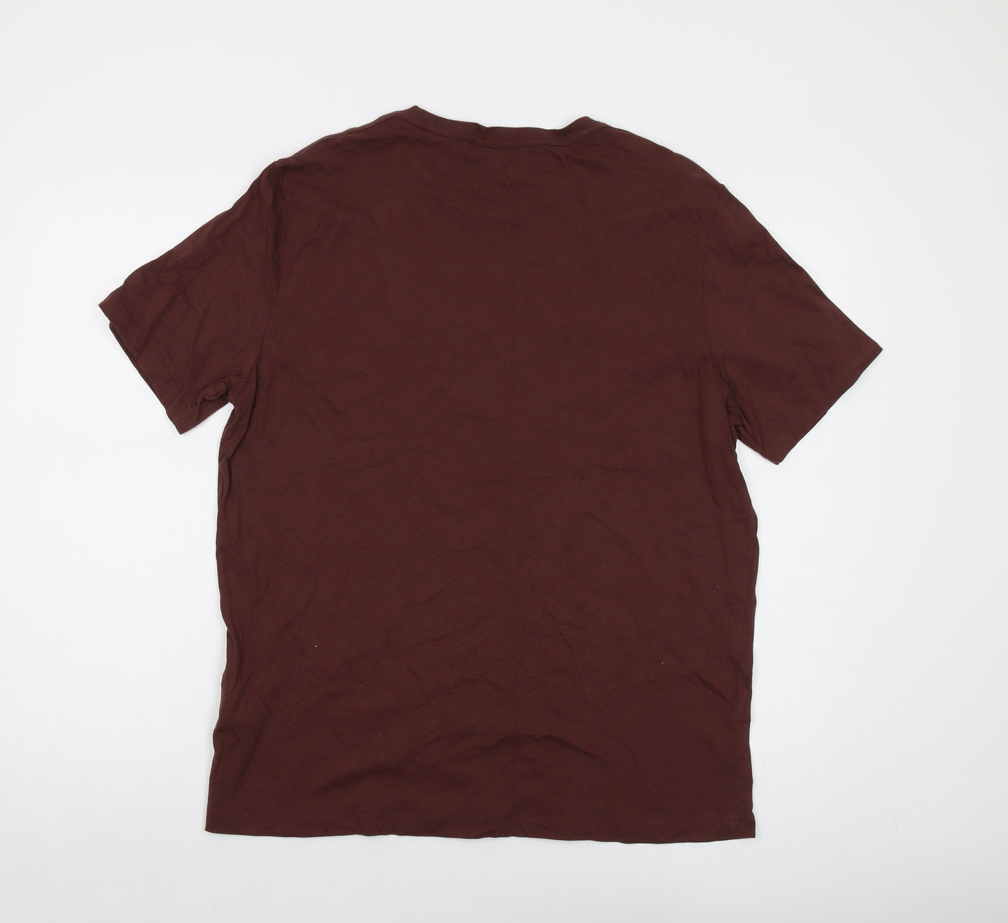 AllSaints Mens Brown Cotton T-Shirt Size 2XL Crew Neck