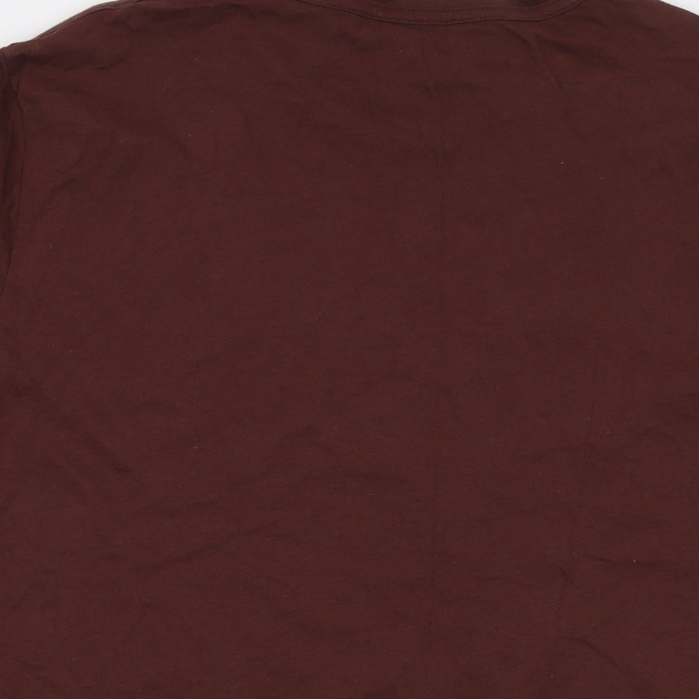 AllSaints Mens Brown Cotton T-Shirt Size 2XL Crew Neck