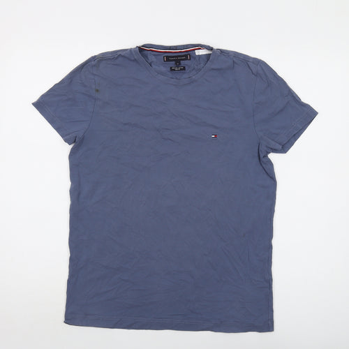 Tommy Hilfiger Mens Blue Cotton T-Shirt Size M Crew Neck