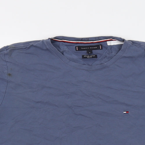 Tommy Hilfiger Mens Blue Cotton T-Shirt Size M Crew Neck