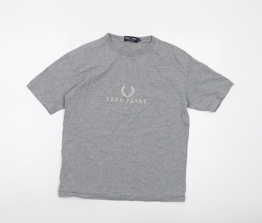 Fred Perry Womens Grey Cotton Basic T-Shirt Size 10 Crew Neck