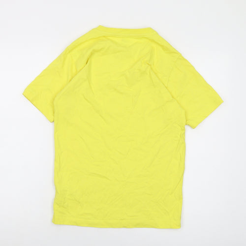 New Balance Mens Yellow Cotton T-Shirt Size S Crew Neck