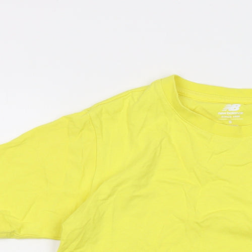 New Balance Mens Yellow Cotton T-Shirt Size S Crew Neck