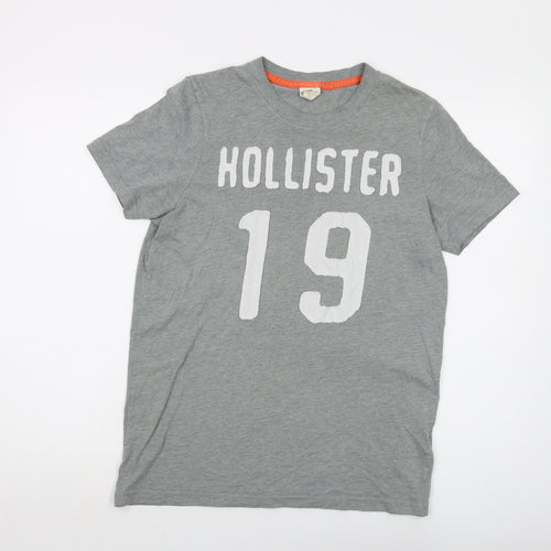 Hollister Mens Grey Cotton T-Shirt Size M Crew Neck