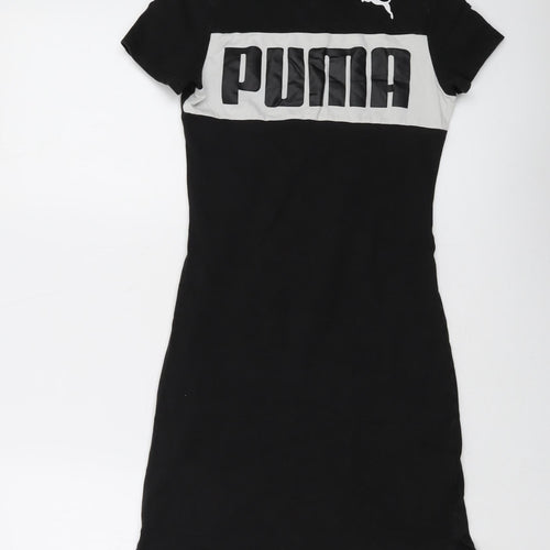 PUMA Womens Black Cotton T-Shirt Dress Size 6 Crew Neck Pullover