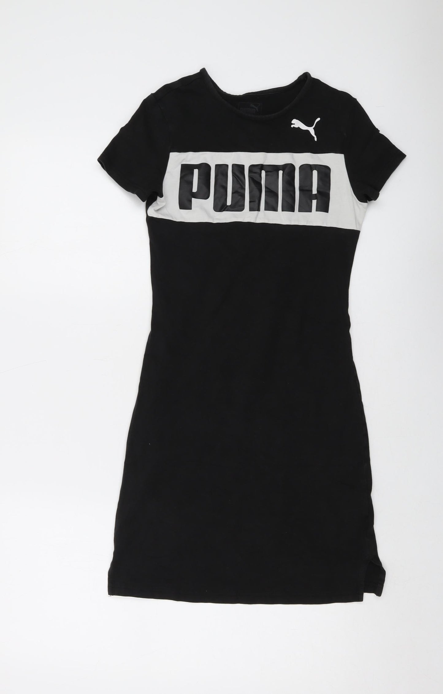 PUMA Womens Black Cotton T-Shirt Dress Size 6 Crew Neck Pullover