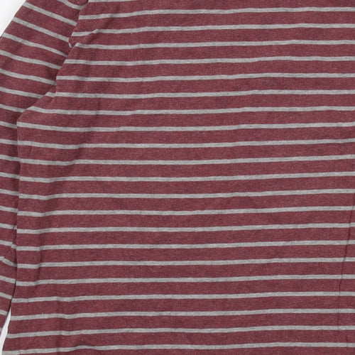 Fat Face Womens Red Striped Cotton Basic T-Shirt Size 6 Round Neck