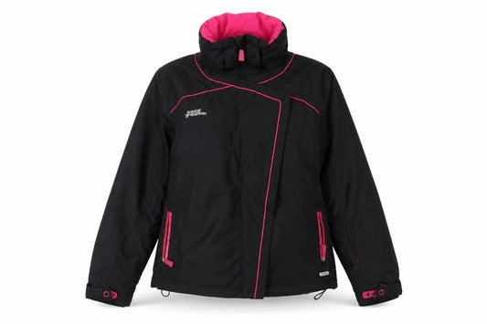 Front view of No Fear women’s black jacket, size UK 14, zip