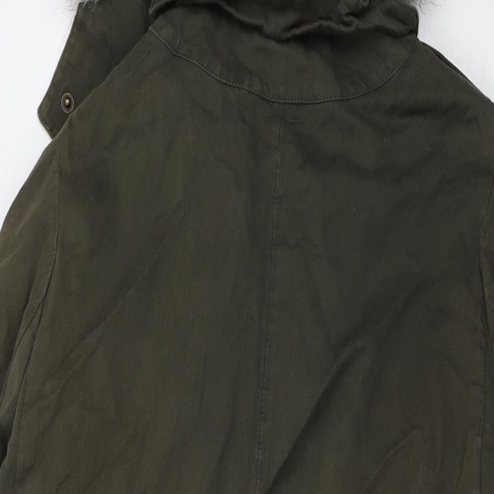 Witchery Womens Green Parka Jacket Size 10 Zip