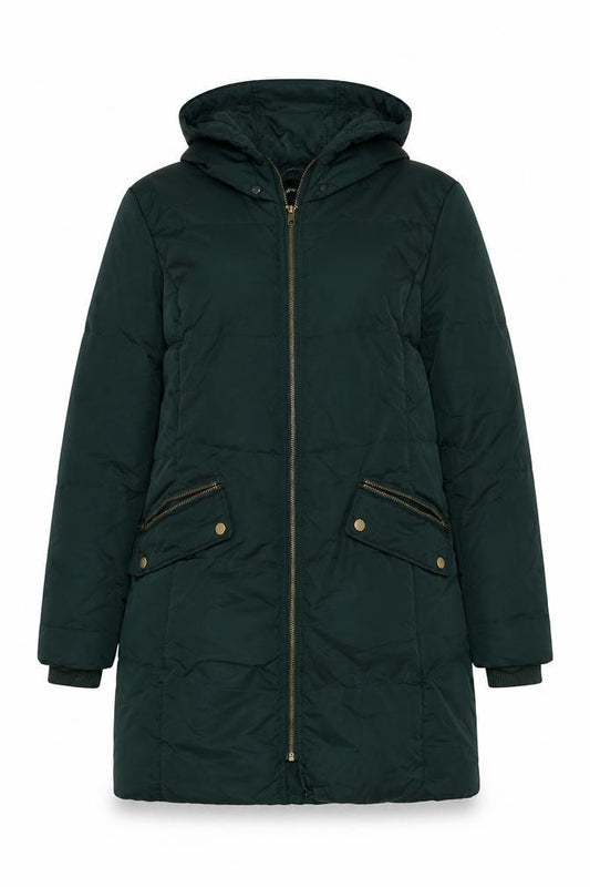 Front view of Kaleidoscope women’s green jacket, size UK 14, zip