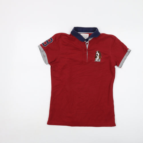 Modern Basic Womens Red Cotton Basic Polo Size M Collared