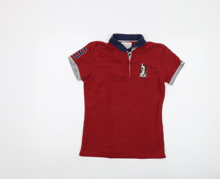 Modern Basic Womens Red Cotton Basic Polo Size M Collared