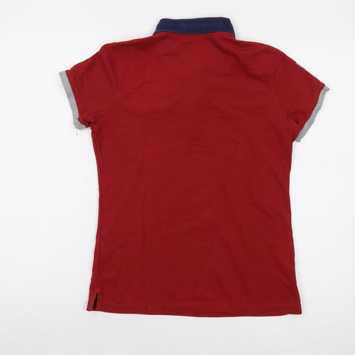 Modern Basic Womens Red Cotton Basic Polo Size M Collared