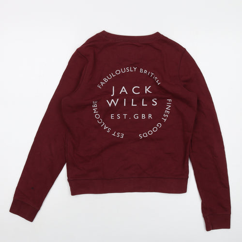 Jack Wills Womens Red Cotton Pullover Sweatshirt Size 8 Pullover