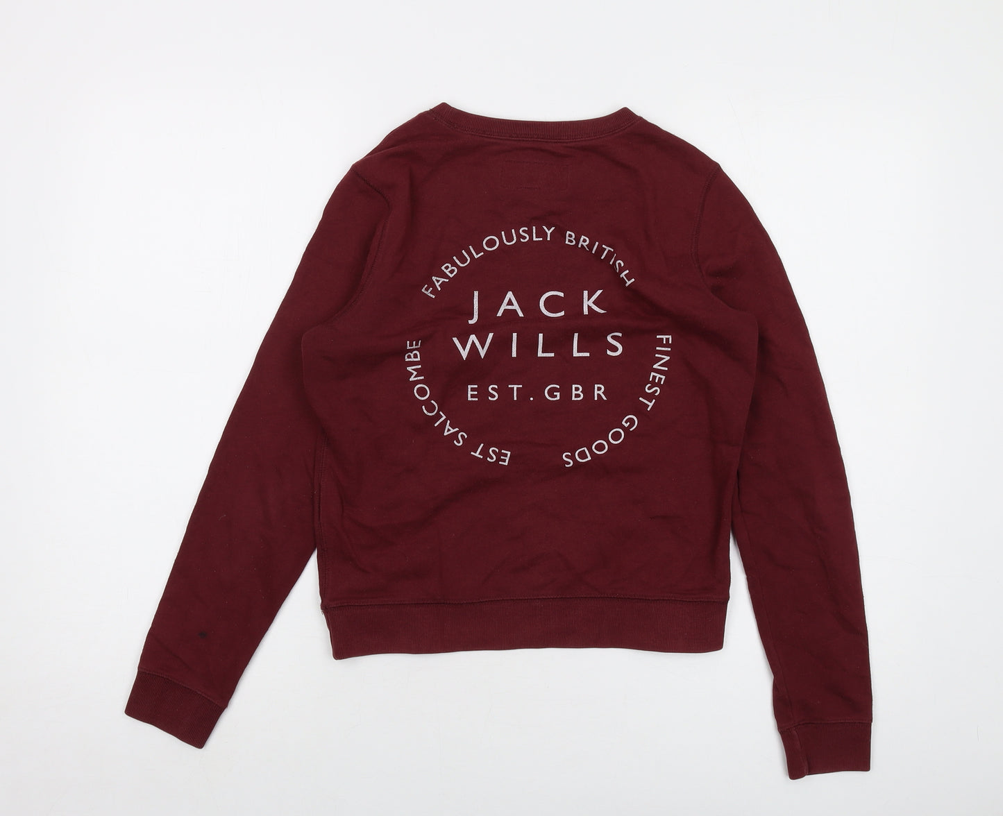 Jack Wills Womens Red Cotton Pullover Sweatshirt Size 8 Pullover