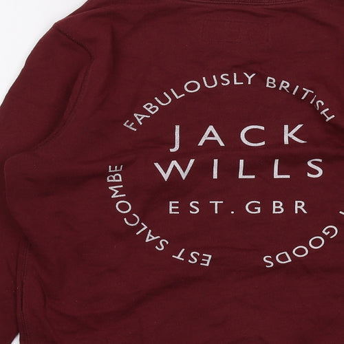 Jack Wills Womens Red Cotton Pullover Sweatshirt Size 8 Pullover