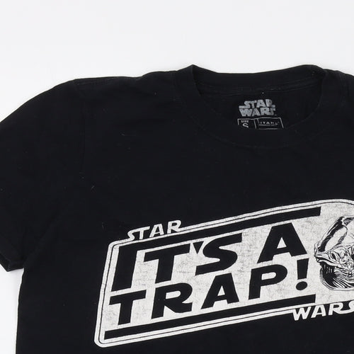 Star Wars Mens Black Cotton T-Shirt Size S Crew Neck