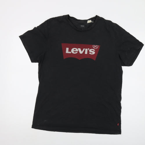 Levi's Mens Black Cotton T-Shirt Size M Crew Neck