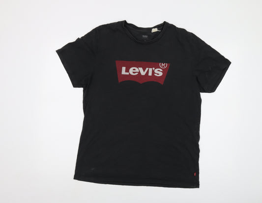 Levi's Mens Black Cotton T-Shirt Size M Crew Neck