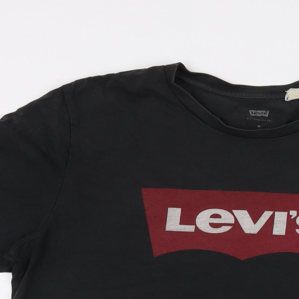 Levi's Mens Black Cotton T-Shirt Size M Crew Neck