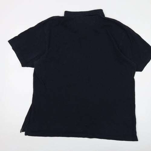 Cotton Traders Mens Blue Cotton Polo Size XL Collared Button