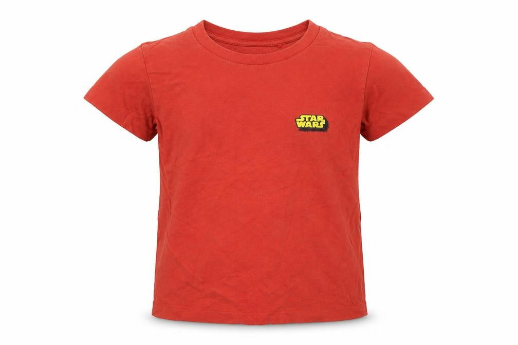 Front view of Star Wars girls’ orange cotton basic t-shirt, size 5-6, years crew neck pullover