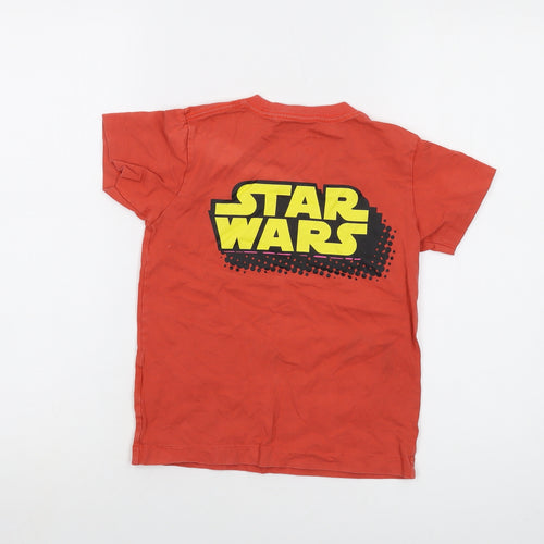 Star Wars Girls Orange Cotton Basic T-Shirt Size 5-6 Years Crew Neck Pullover