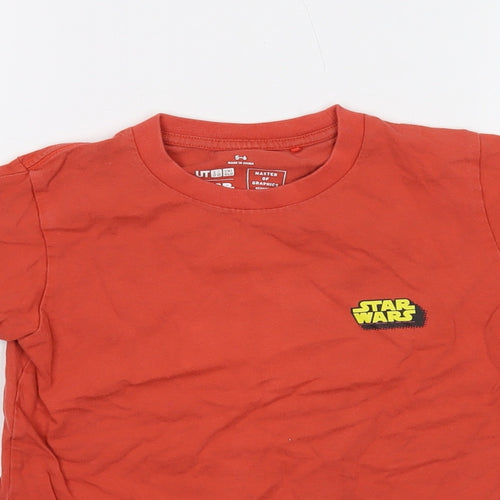 Star Wars Girls Orange Cotton Basic T-Shirt Size 5-6 Years Crew Neck Pullover