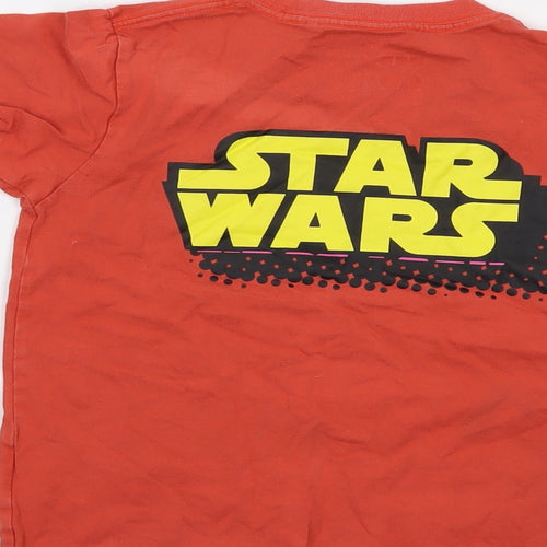 Star Wars Girls Orange Cotton Basic T-Shirt Size 5-6 Years Crew Neck Pullover