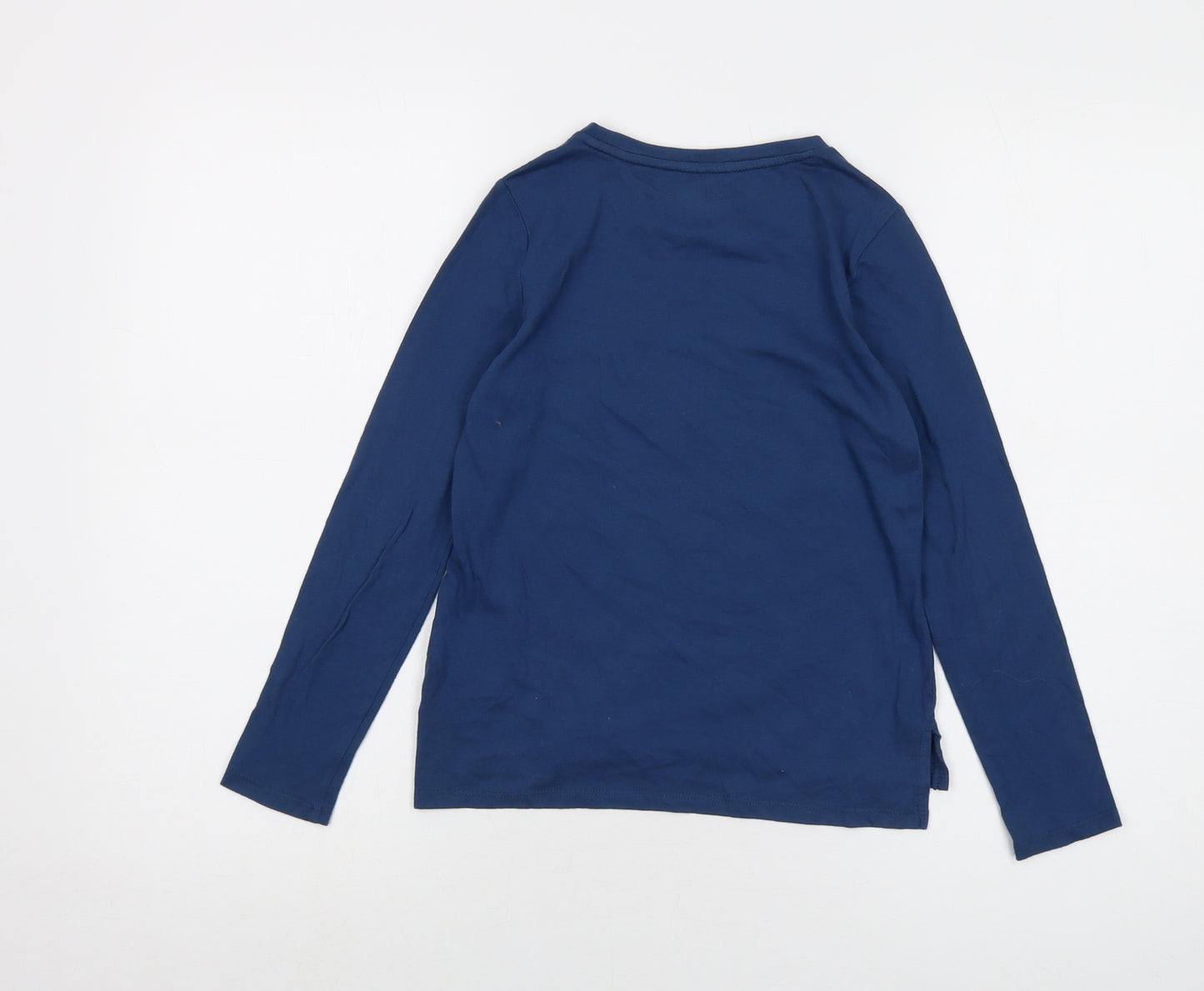 Gap Girls Blue Cotton Basic T-Shirt Size 8-9 Years Round Neck Pullover