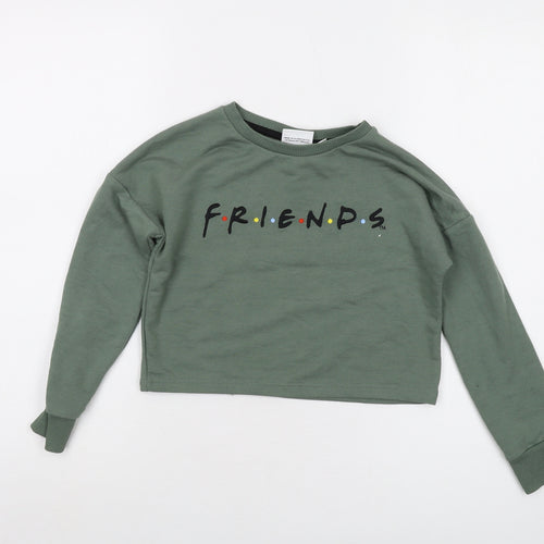 Friends Girls Green Cotton Pullover Sweatshirt Size 9-10 Years Pullover