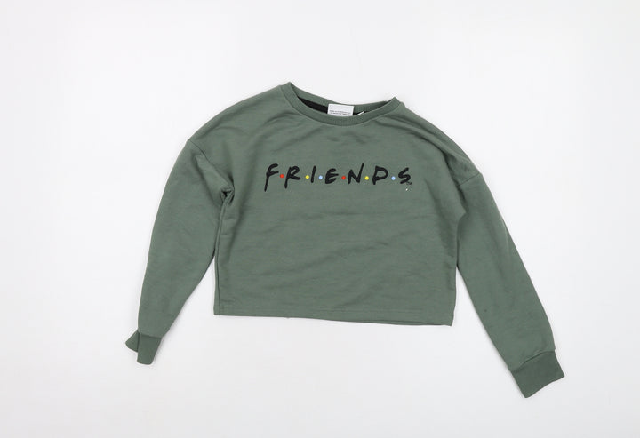 Friends Girls Green Cotton Pullover Sweatshirt Size 9-10 Years Pullover