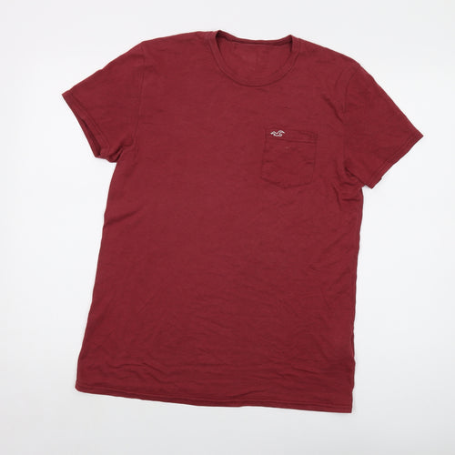 Hollister Mens Red Cotton T-Shirt Size S Crew Neck