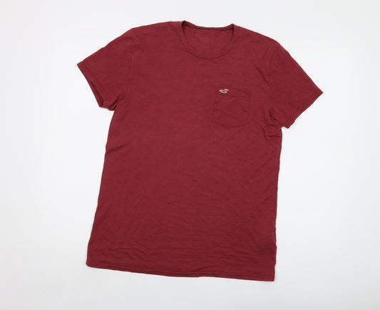 Hollister Mens Red Cotton T-Shirt Size S Crew Neck