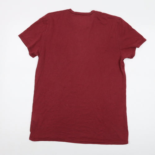 Hollister Mens Red Cotton T-Shirt Size S Crew Neck