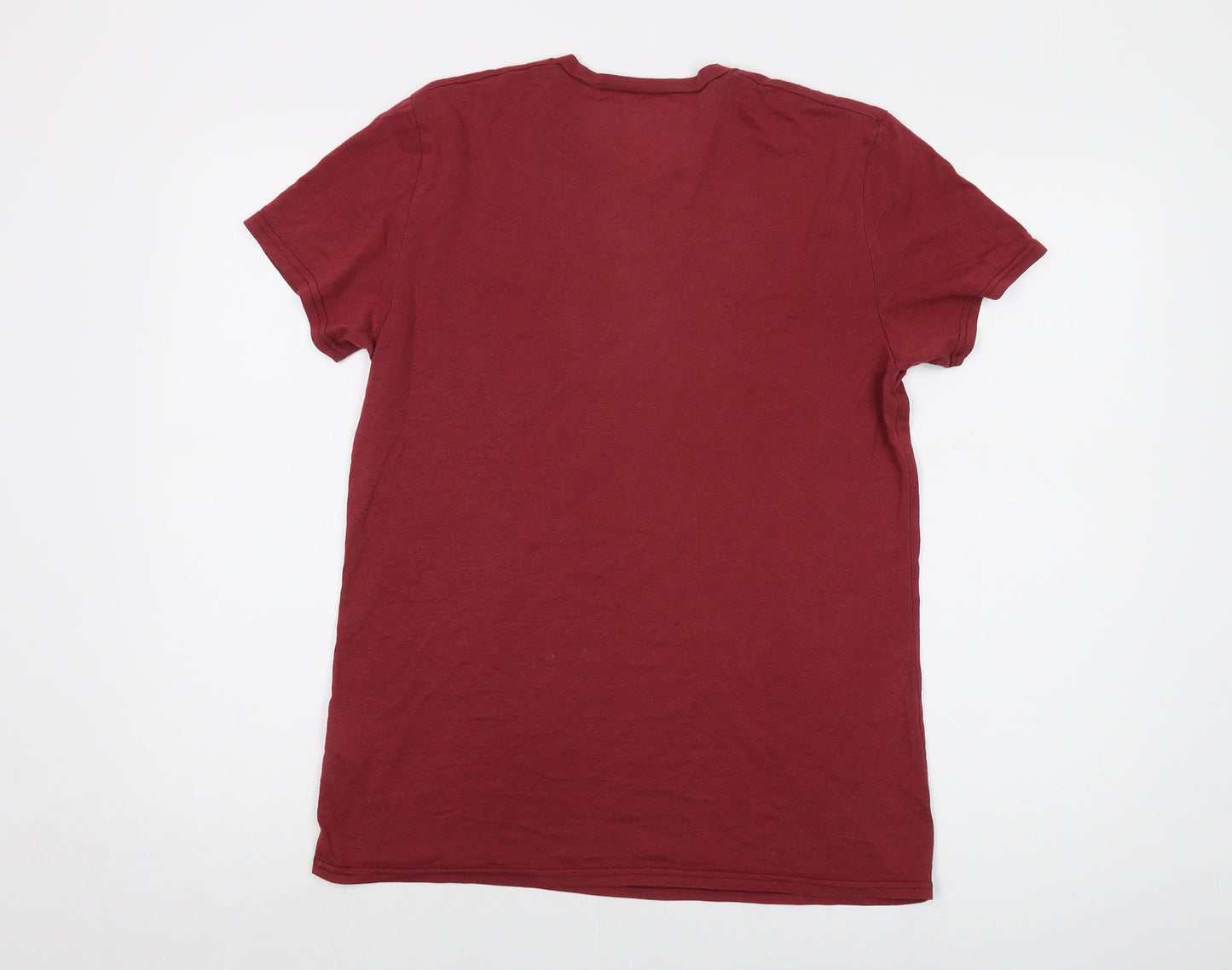 Hollister Mens Red Cotton T-Shirt Size S Crew Neck