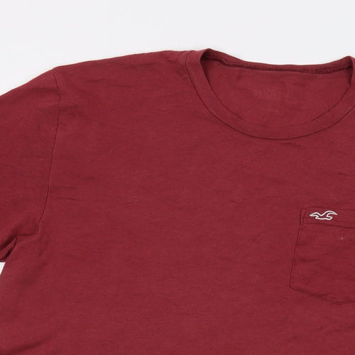 Hollister Mens Red Cotton T-Shirt Size S Crew Neck