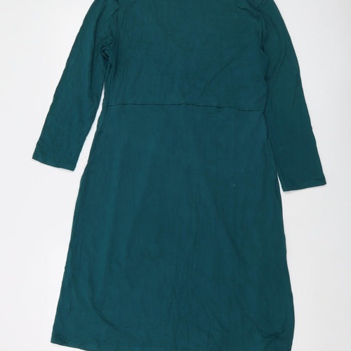 EAST Womens Green Viscose A-Line Size 14 V-Neck Pullover