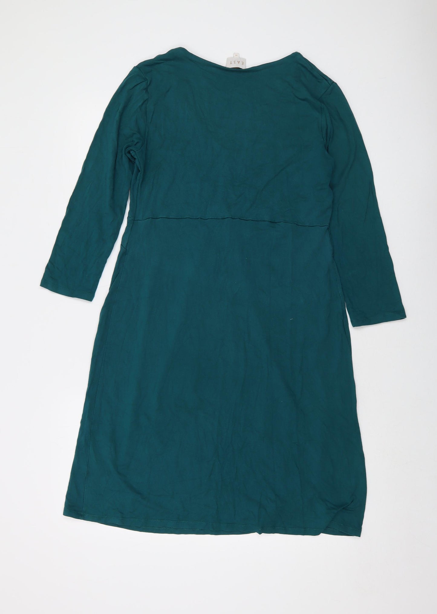 EAST Womens Green Viscose A-Line Size 14 V-Neck Pullover