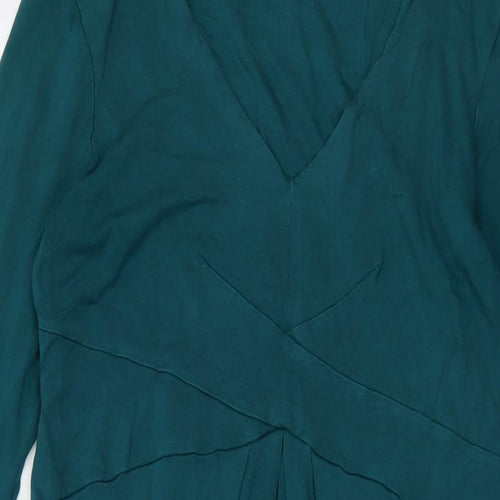 EAST Womens Green Viscose A-Line Size 14 V-Neck Pullover