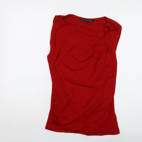 Betty Jackson Womens Red Viscose Basic Tank Size 14 Square Neck