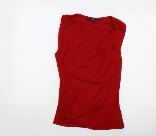 Betty Jackson Womens Red Viscose Basic Tank Size 14 Square Neck