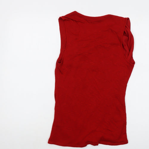 Betty Jackson Womens Red Viscose Basic Tank Size 14 Square Neck