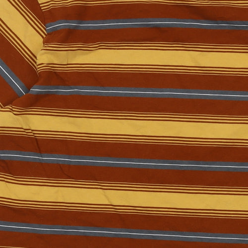 Carhartt Mens Brown Striped Cotton T-Shirt Size M Crew Neck