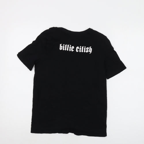 Billie Eilish Girls Black Cotton Basic T-Shirt Size 10-11 Years Crew Neck Pullover