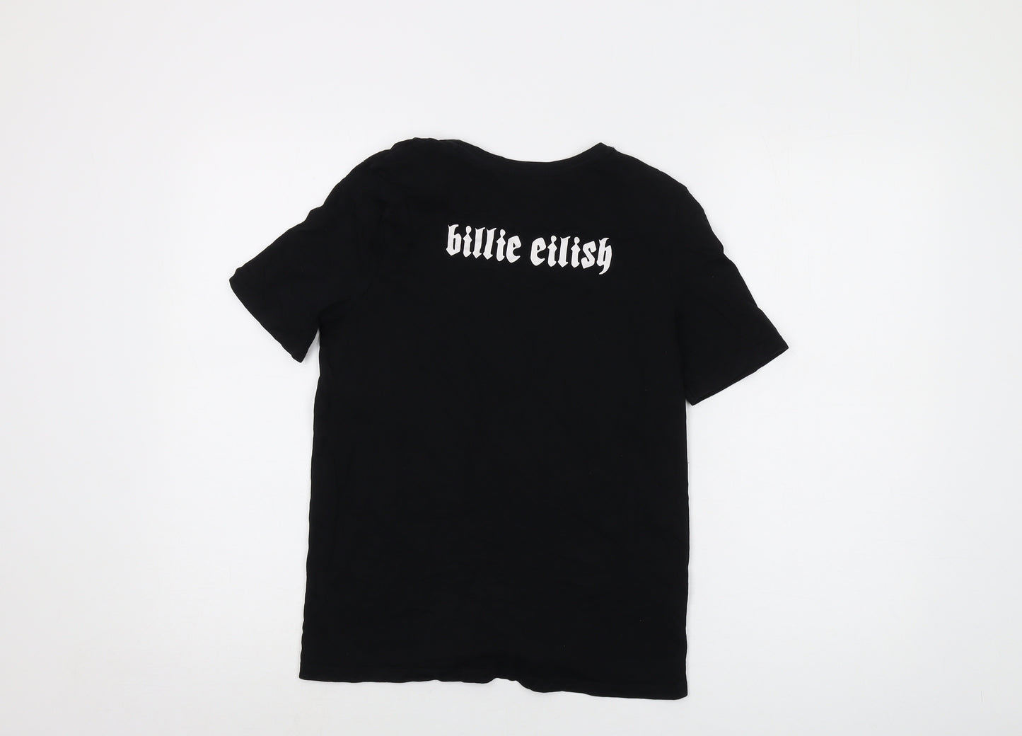 Billie Eilish Girls Black Cotton Basic T-Shirt Size 10-11 Years Crew Neck Pullover