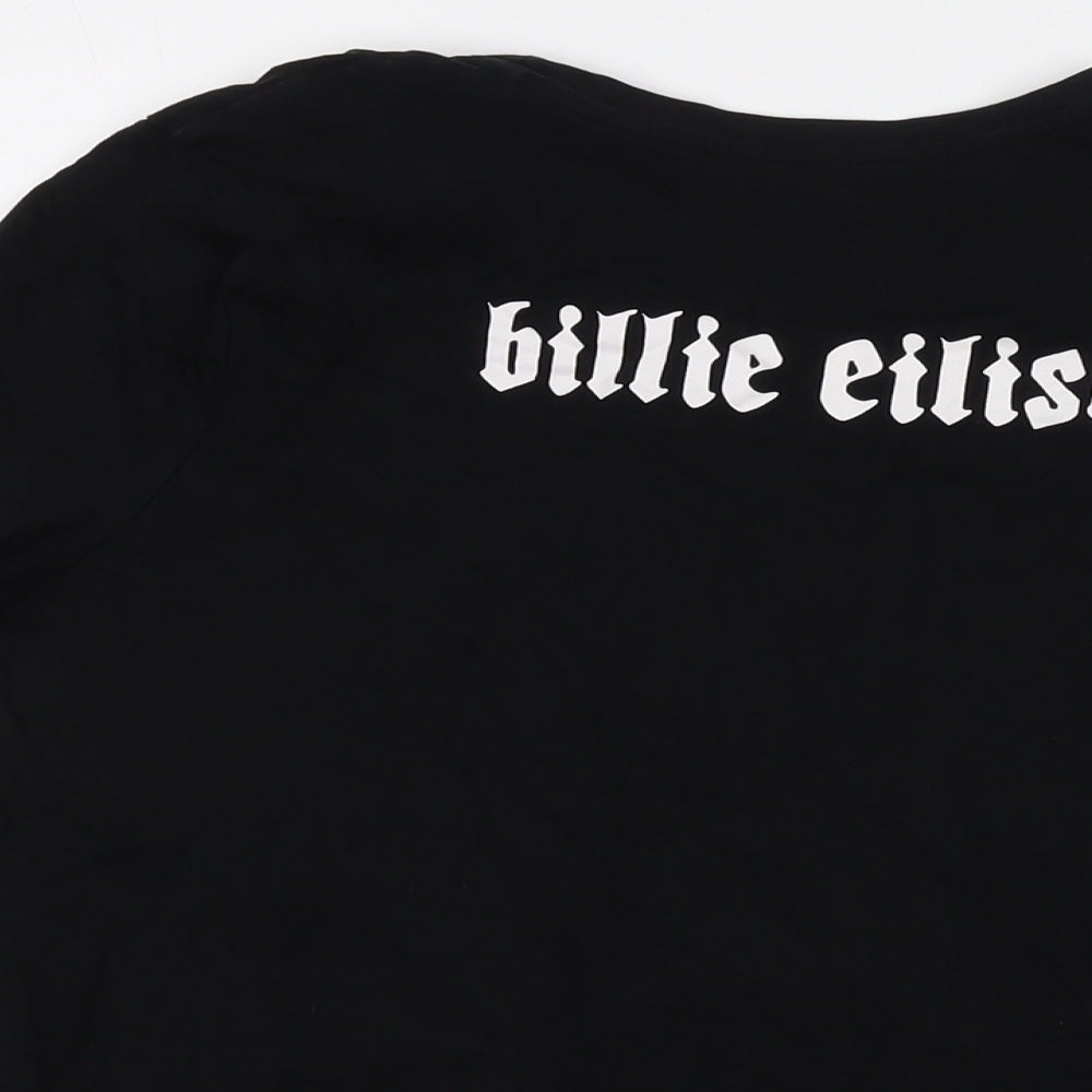 Billie Eilish Girls Black Cotton Basic T-Shirt Size 10-11 Years Crew Neck Pullover