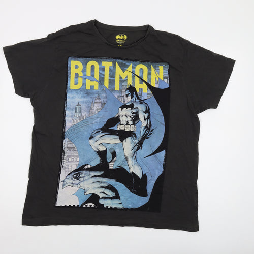 Batman Mens Grey Cotton T-Shirt Size 2XL Crew Neck