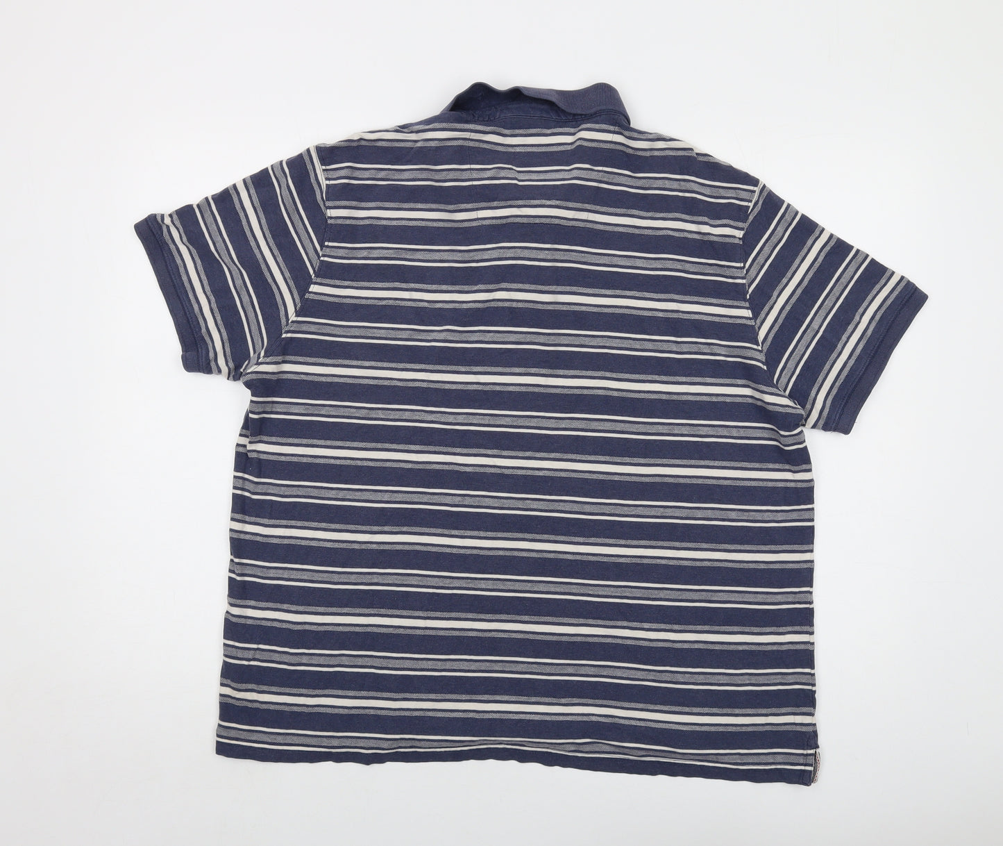 Boston Crew Mens Blue Striped Cotton Polo Size XL Collared Button